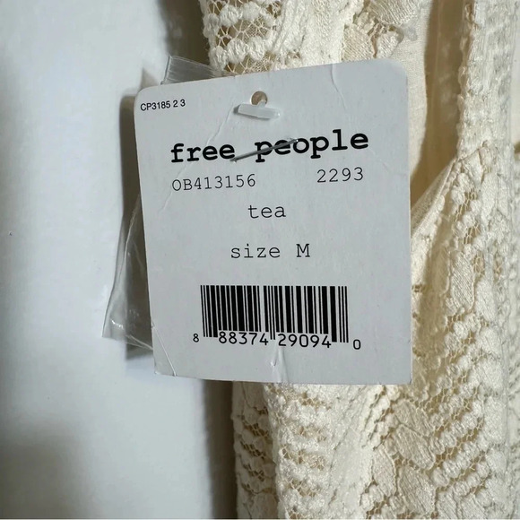 Free People Poppy Lace Mini Dress NWT Tea Cream Size Medium Lined Pockets Nylon - Picture 9 of 12